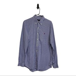 Ralph Lauren Large Men’s Striped Blue and White Long Sleeve Dress Shirt.